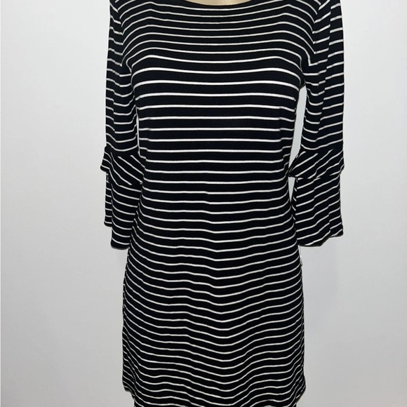 Ann Taylor Striped Bell Sleeves Stretch Dress Size 4 New - Picture 1 of 5